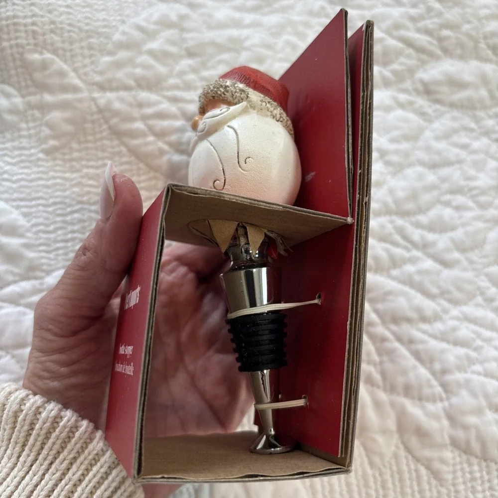 Pier 1 Imports Santa Clause Bottle Stopper‎ New Sealed Orig Box Christmas Gift